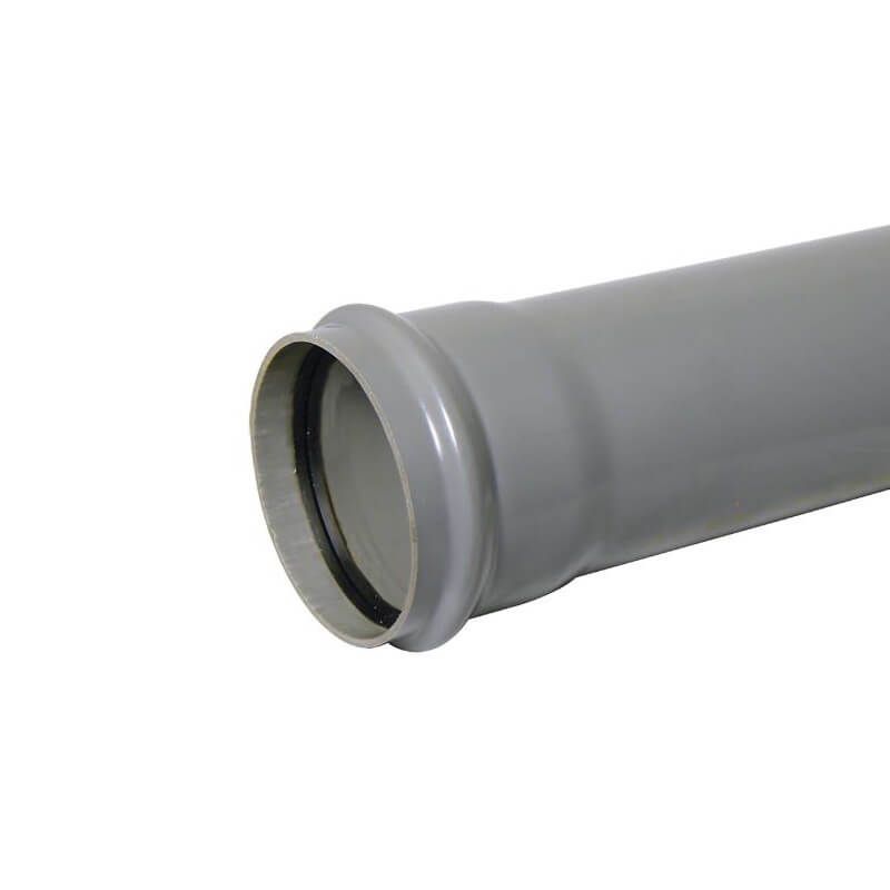 Tetraflow 110mm Push Fit Soil Single Socket Pipe 3m Grey - THE DRAINAGE DISTRIBUTION COMPANY LTD