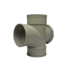 Tetraflow 110mm Solvent Soil Access Door Branch Triple Socket Olive Grey