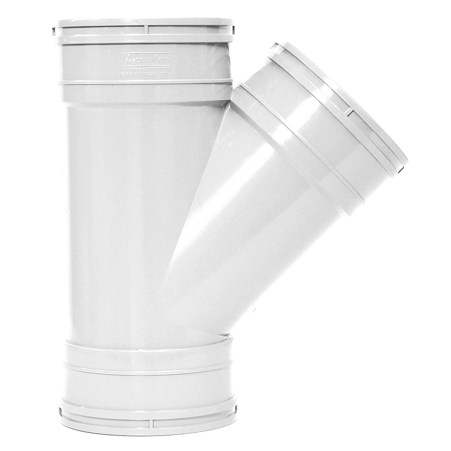 110mm Solvent Soil Branch 135 Triple Socket White - drainagedistribution.co.uk