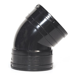 110mm Solvent Soil Bend 45 Double Socket Black