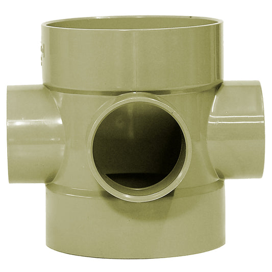 110mm Solvent Soil Short Boss Pipe Connector Olive Grey - drainagedistribution.co.uk