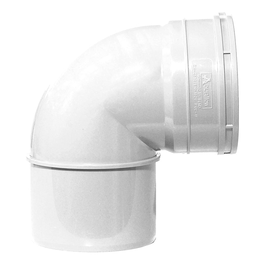 110mm Solvent Soil Knuckle Bend 90 Single Socket/Spigot White - drainagedistribution.co.uk