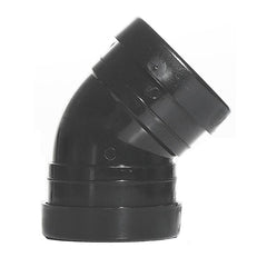 160mm Push Fit Soil 45 Bend Double Socket Black