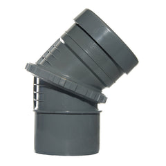 110mm Push Fit Soil Adjustable 0 - 45 Bend Spigot/Socket Grey