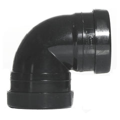 110mm Push Fit Soil 90 Knuckle Bend Double Socket Black