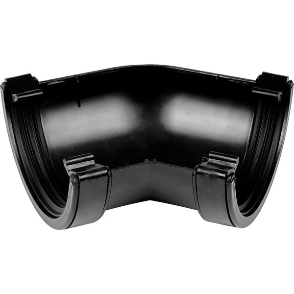 Half Round Rainwater 45 Angle Black - drainagedistribution.co.uk