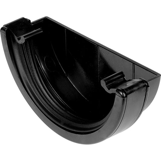 Kommercial 150mm Rainwater External Stop End Black - drainagedistribution.co.uk