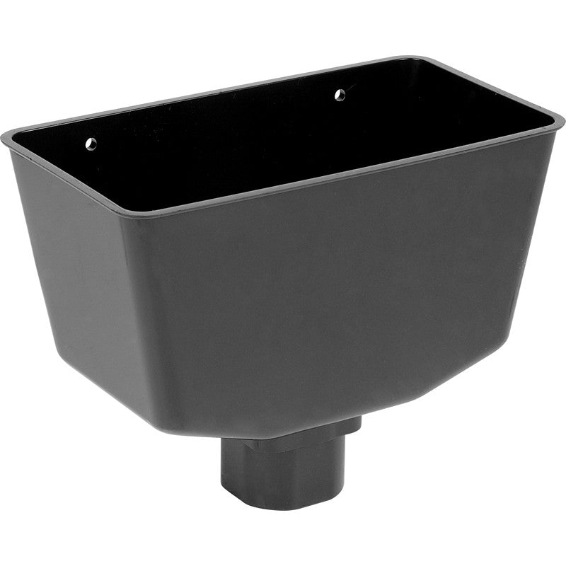 Half Round Rainwater Hopper Black - drainagedistribution.co.uk