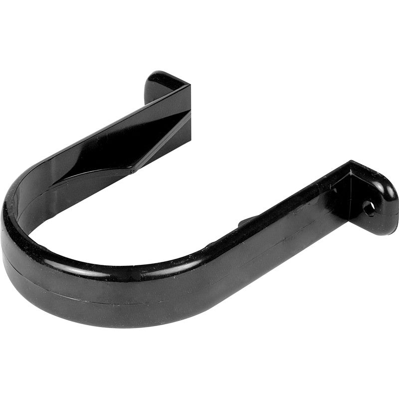 Half Round Rainwater Down Pipe Clip Black - drainagedistribution.co.uk