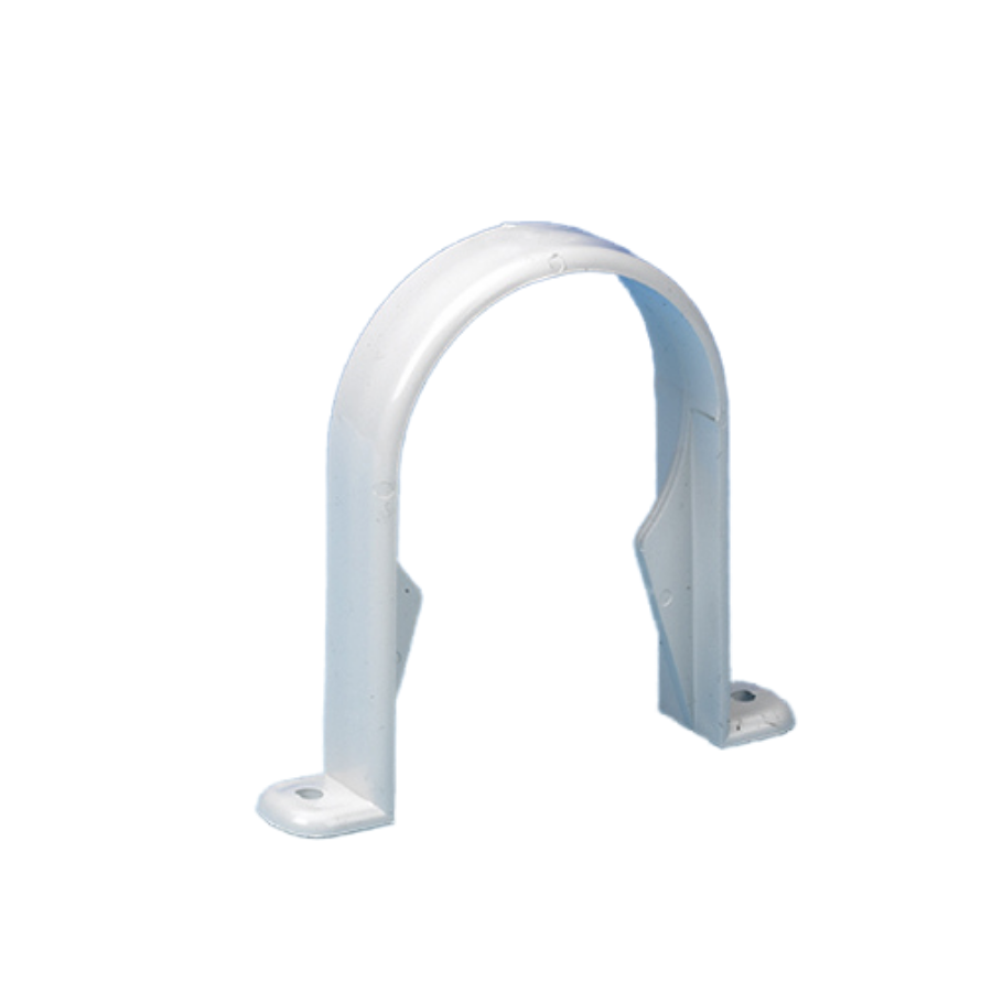 Half Round Rainwater Down Pipe Clip White - drainagedistribution.co.uk