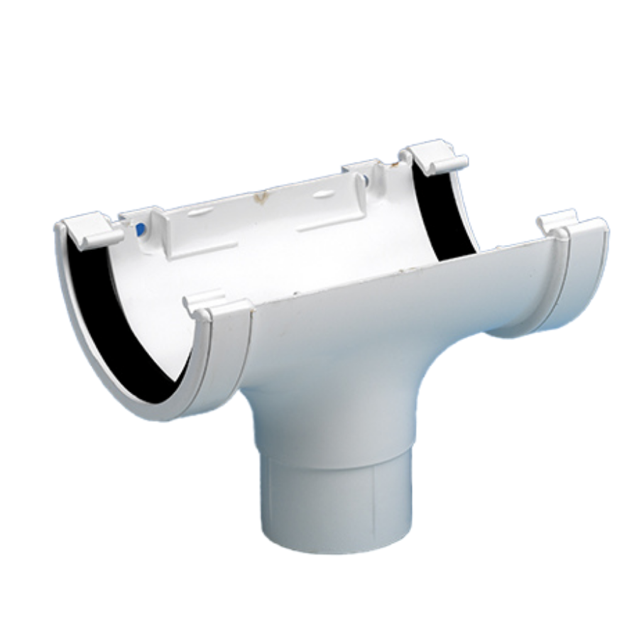 Half Round Rainwater Running Outlet White - drainagedistribution.co.uk