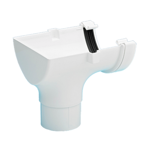 Half Round Rainwater Stop End Outlet White - drainagedistribution.co.uk