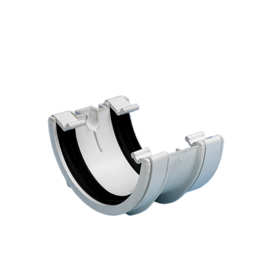 Half Round Rainwater Union Bracket White - drainagedistribution.co.uk