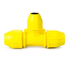 MDPE Yellow Gas Pipe Reduced Tee 25mm x 25mm x 20mm