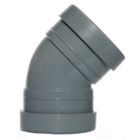 160mm Push Fit Soil 45 Bend Double Socket Grey - drainagedistribution.co.uk