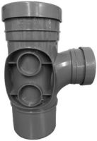 160mm x 110mm Push Fit Soil Branch 92 Double Socket Reduced Tee Grey (63mm Boss) - drainagedistribution.co.uk