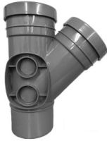 160mm Push Fit Soil Branch 45 Double Socket Grey (63mm Boss) - drainagedistribution.co.uk