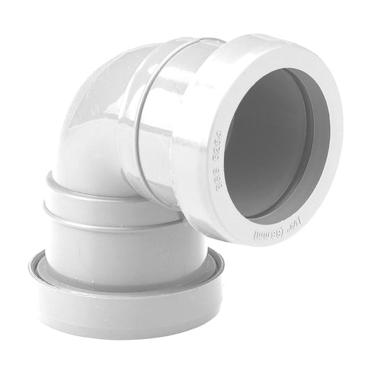 Push Fit Waste 90 Knuckle Bend White 32mm - drainagedistribution.co.uk