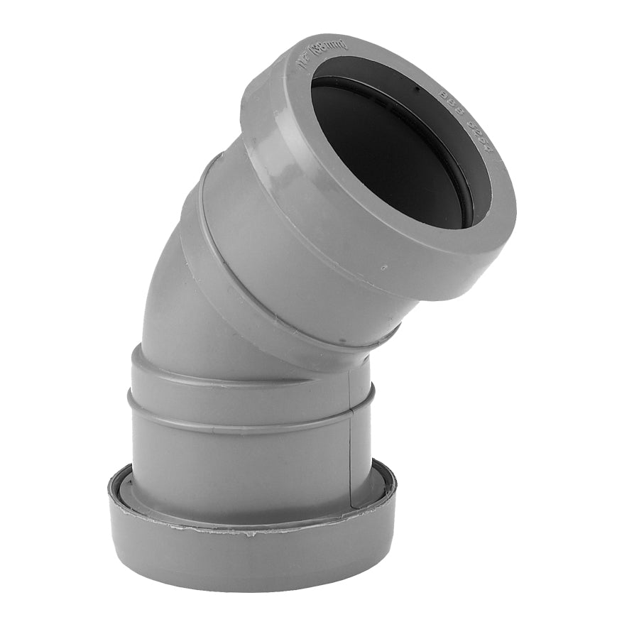 Push Fit Waste 45 Bend 40mm Grey - drainagedistribution.co.uk