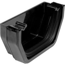 Square Line Rainwater External Stop End Black - drainagedistribution.co.uk