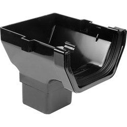 Square Line Rainwater Stop End Outlet Black - drainagedistribution.co.uk