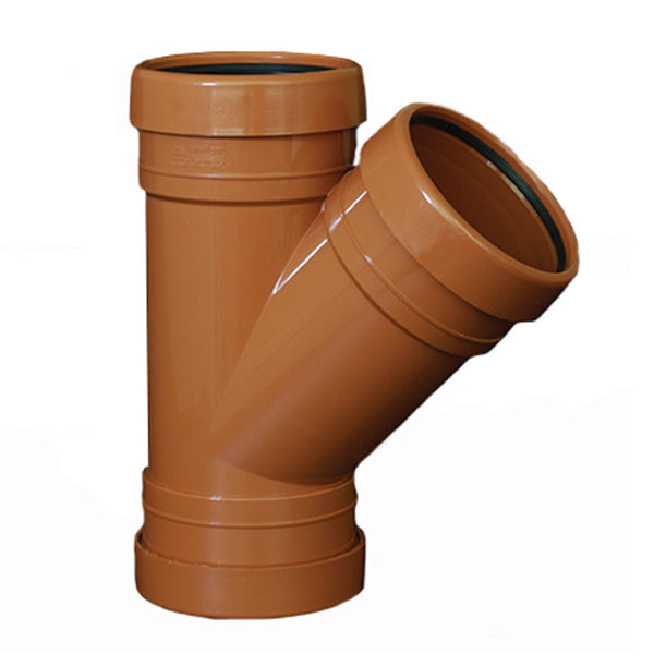Underground Soil Pipe 110mm Branch 135° Triple Socket - THE DRAINAGE DISTRIBUTION COMPANY