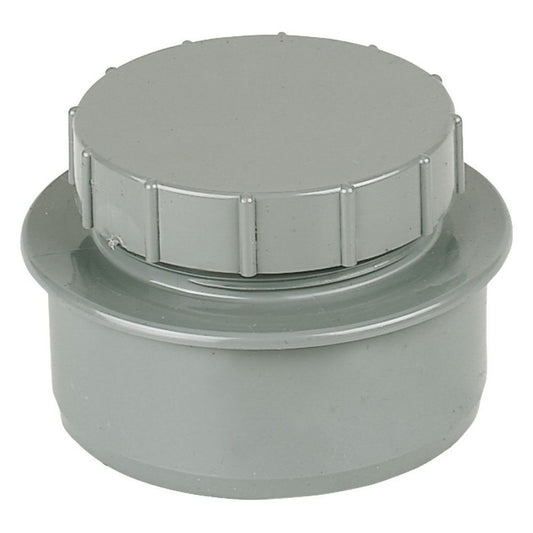 Aquaflow 160mm Push Fit Soil Access Plug with 110mm Screw Cap Grey